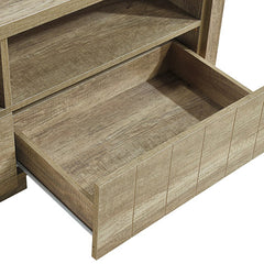 TV Cabinet 3 Storage Drawers with Shelf Natural Wood like MDF Entertainment Unit in Oak Colour - ozily