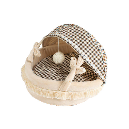 Pet Cat Calming Bed Cuddle Soft Warm Plush Cave Sleeping Nest Tent Pet House - ozily