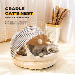 Pet Cat Calming Bed Cuddle Soft Warm Plush Cave Sleeping Nest Tent Pet House - ozily