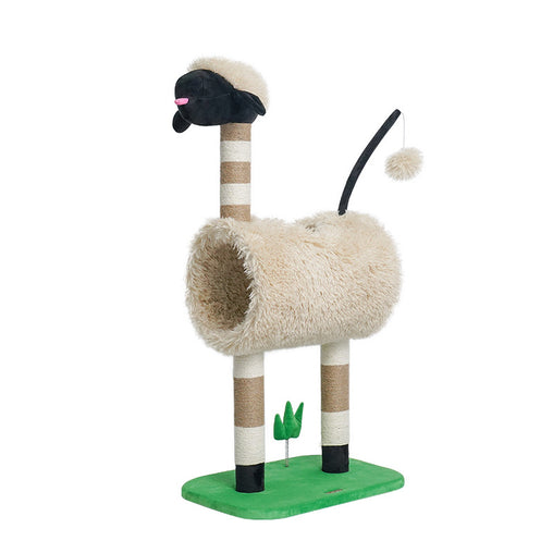 Sheep Cat Tree Tower Scratching Post Scratcher Cats Condo House Cat Tunnel Bed - ozily