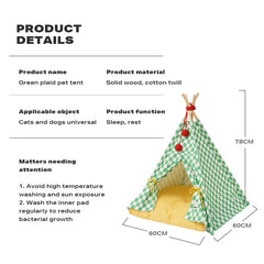 Solid wood pet tent nest with removable mattress - ozily