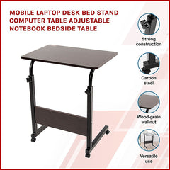 Mobile Laptop Desk Bed Stand Computer Table Adjustable Notebook Bedside Table - ozily