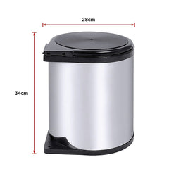 Kitchen Swing Pull Out Bin Stainless Steel Garbage Rubbish Waste Trash Can 14L - ozily