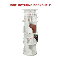 360-degree Rotating 4 Tier Display Shelf Bookcase Organiser - ozily