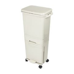 42L Rubbish Bin Waste Trash Can Pedal Recycling Kitchen Wheel 2 Compartment - ozily