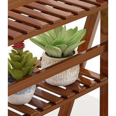 Plant Stand Outdoor Indoor Garden Wood Bamboo Shelf Folding 100CM Length - ozily