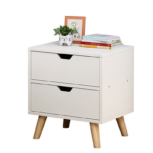 Bedside Tables Drawers Side Table Nightstand White Storage Cabinet Wood - ozily