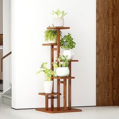 5 Tiers Vertical Bamboo Plant Stand Staged Flower Shelf Rack Outdoor Garden - ozily