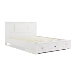 Margaux White Coastal Lifestyle Bedframe with Storage Drawers Queen - ozily