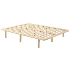 Platform Bed Base Frame Wooden Natural Single Pinewood - ozily