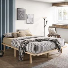 Platform Bed Base Frame Wooden Natural King Single Pinewood - ozily