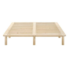Platform Bed Base Frame Wooden Natural Queen Pinewood - ozily