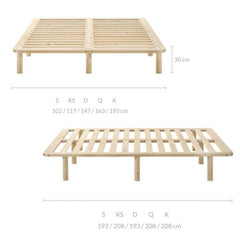 Platform Bed Base Frame Wooden Natural King Pinewood - ozily