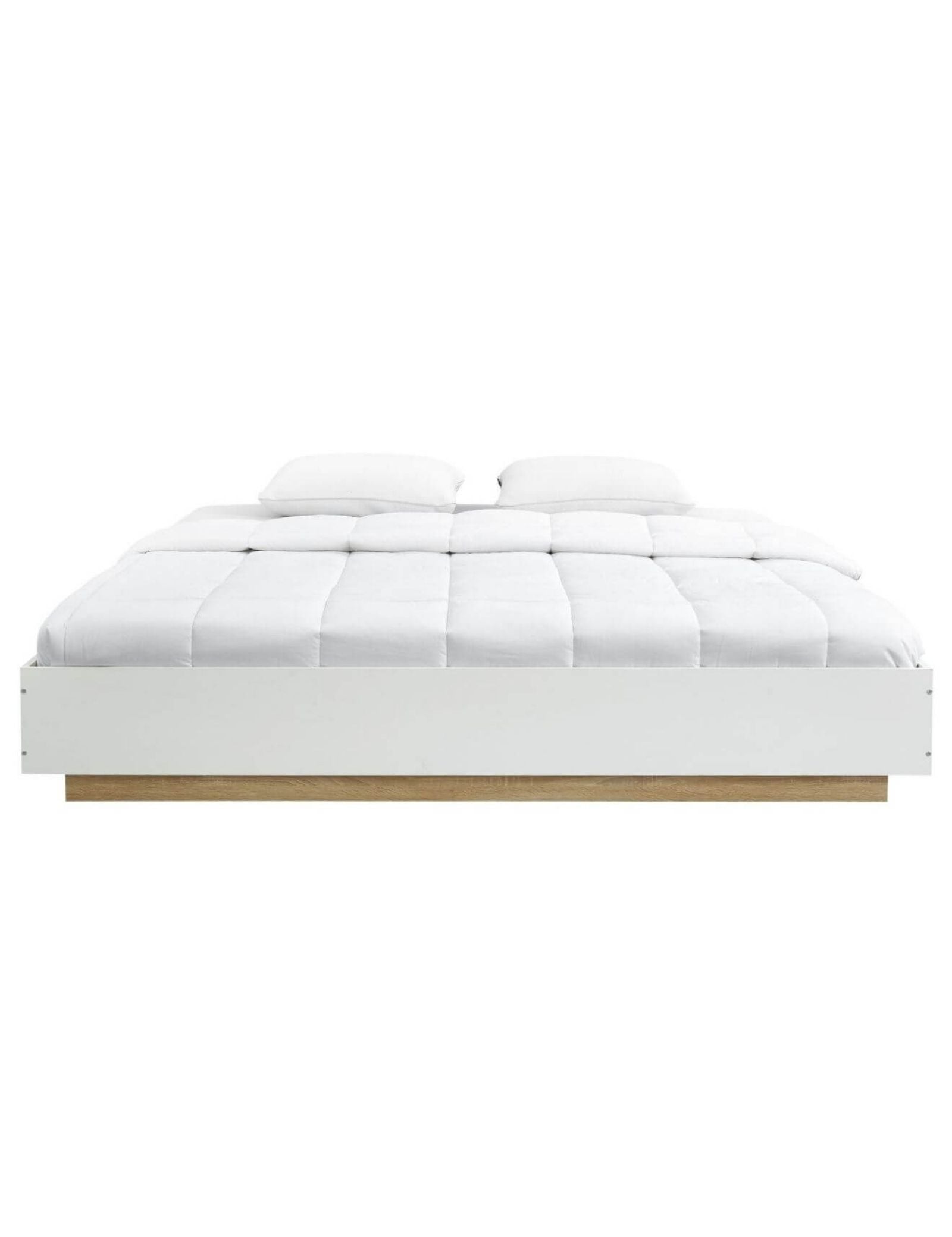 Aiden Industrial Contemporary White Oak Bed Base Bed Frame - ozily