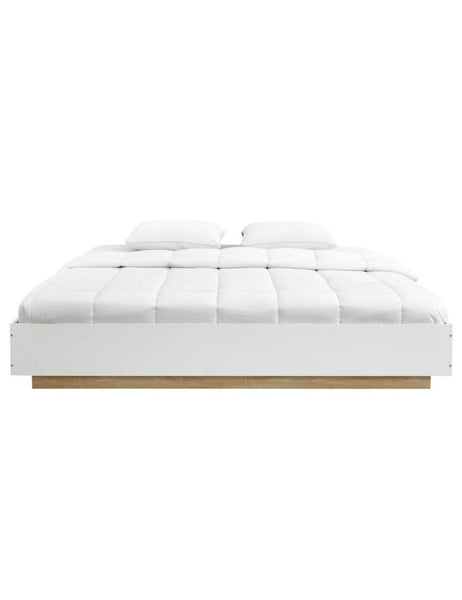 Aiden Industrial Contemporary White Oak Bed Base Bed Frame - ozily