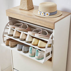 Aiden Coastal White Oak Small Shoe Cabinet - ozily