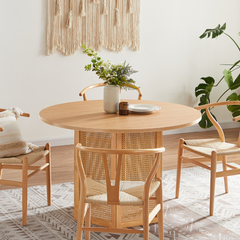 Hendrix 4 Seater Round Rattan Dining Table - ozily