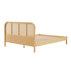 Lulu Bed Frame with Curved Rattan Bedhead - Double - ozily