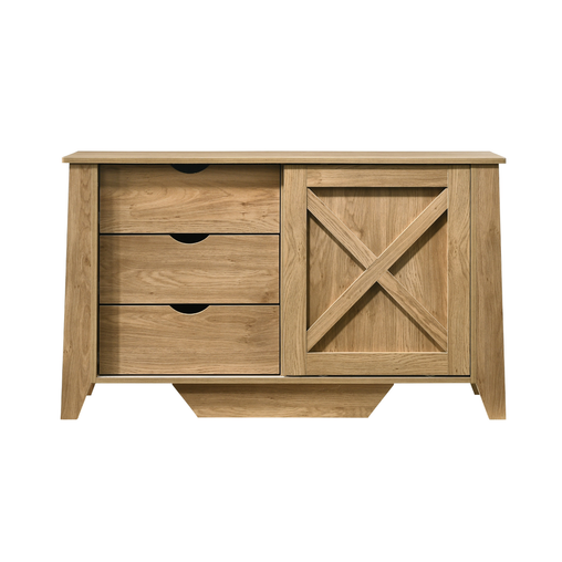 Mica Wooden Sliding door Sideboard with 3 Drawers - ozily
