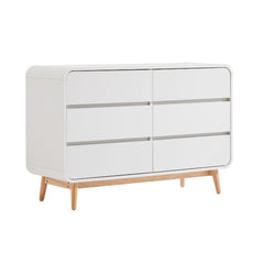 Merlin White Modern Retro Chest of Drawers Cabinet White and Oak - ozily