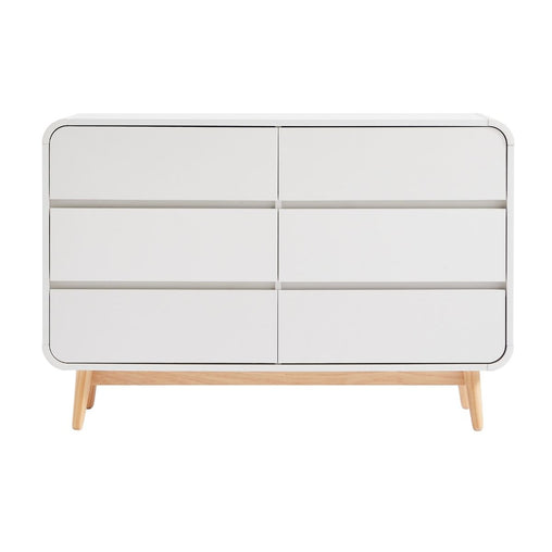 Merlin White Modern Retro Chest of Drawers Cabinet White and Oak - ozily