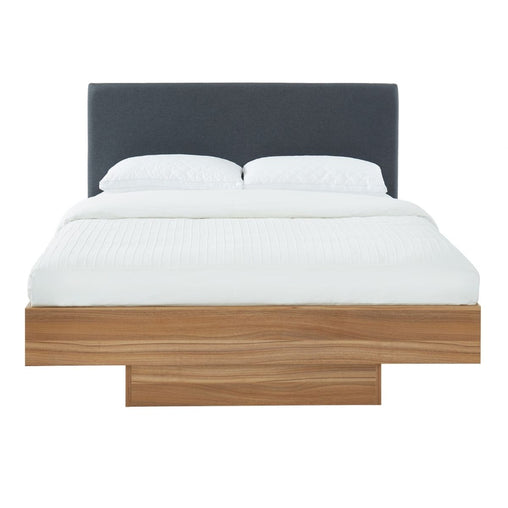 Walnut Oak Wood Floating Bed Frame King - ozily