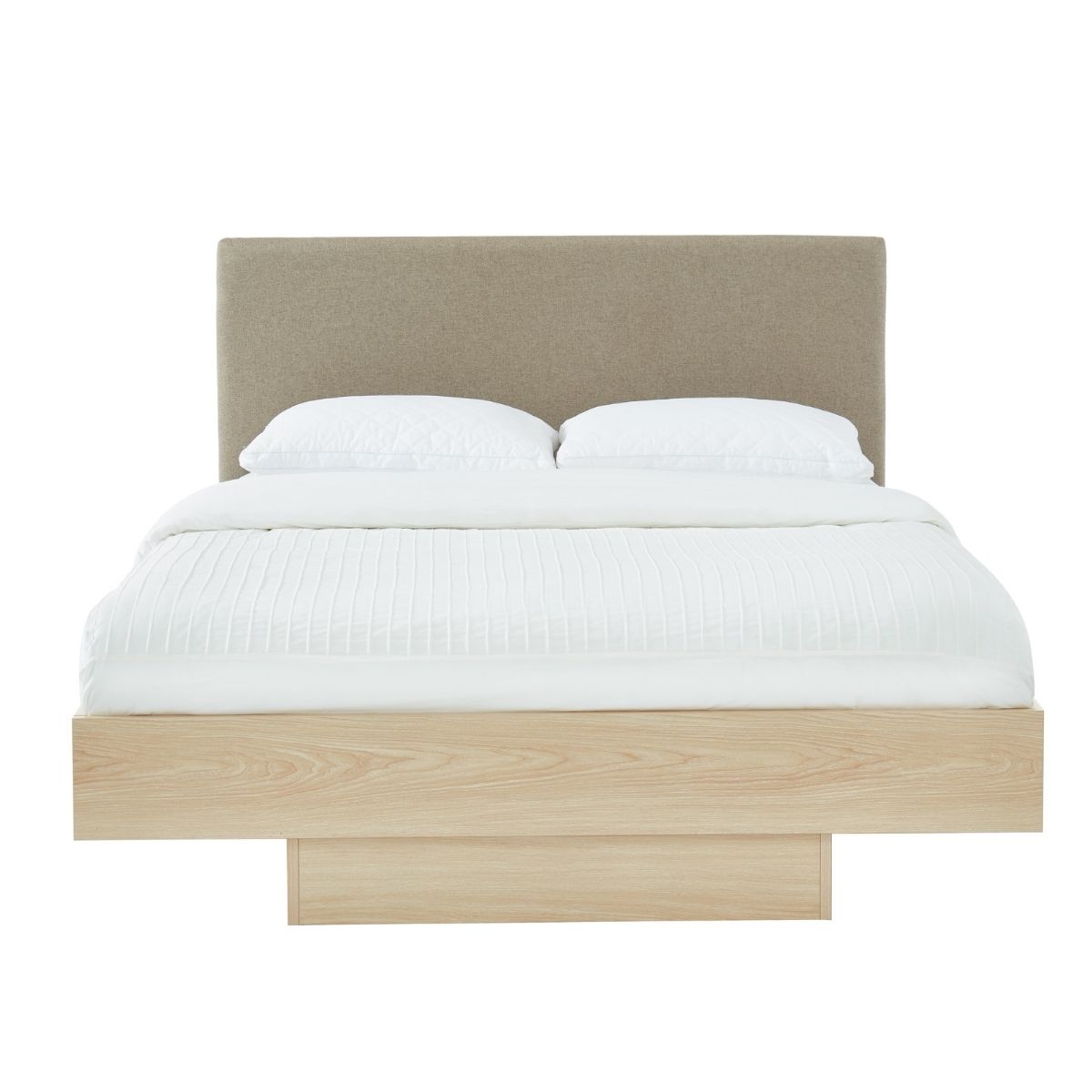 Natural Oak Wood Floating Bed Frame King - ozily
