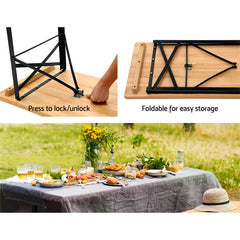 Gardeon Wooden Outdoor Foldable Bench Set - Natural - ozily