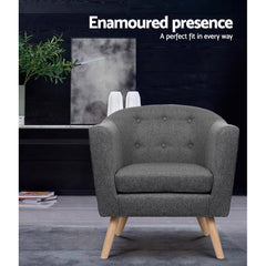 ADORA Armchair Tub Chair Single Accent Armchairs Sofa Lounge Fabric Grey - ozily