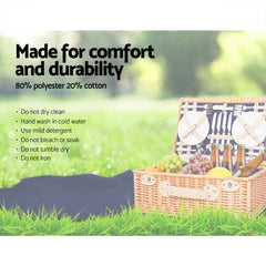 Alfresco 4 Person Picnic Basket Baskets Blue Deluxe Outdoor Corporate Blanket Park - ozily