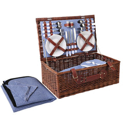 Alfresco 4 Person Picnic Basket Baskets Handle Outdoor Insulated Blanket - ozily