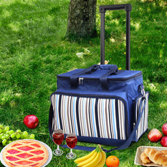 Alfresco 6 Person Picnic Bag Trolley Set - Blue - ozily