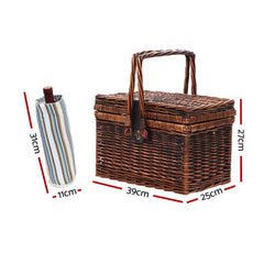 Alfresco Deluxe 4 Person Picnic Basket Set Folding Outdoor Insulated Liquor bag - ozily