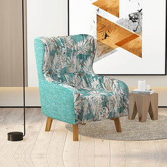 Armchair High back Lounge Accent Chair Designer Printed Fabric Upholstery with Wooden Leg Furniture > Living Room V43-AC-ROSEGR-D Online Furniture