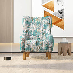 Armchair High back Lounge Accent Chair Designer Printed Fabric Upholstery with Wooden Leg Furniture > Living Room V43-AC-ROSEGR-D Online Furniture