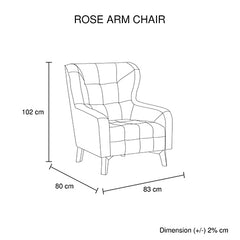 Armchair High back Lounge Accent Chair Designer Printed Fabric Upholstery with Wooden Leg Furniture > Living Room V43-AC-ROSEGR-D Online Furniture