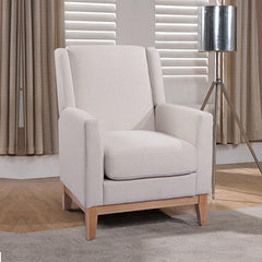 Armchair in Beige Colour Lounge Accent Chair Upholstered Fabric with Wooden leg - ozily
