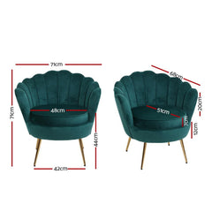 Armchair Lounge Chair Accent Armchairs Retro Lounge Accent Chair Single Sofa Velvet Shell Back Seat Green - ozily
