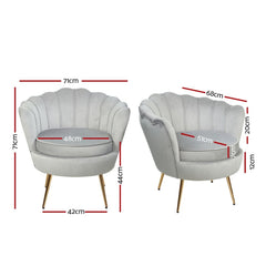 Armchair Lounge Chair Accent Armchairs Retro Single Sofa Velvet Grey - ozily