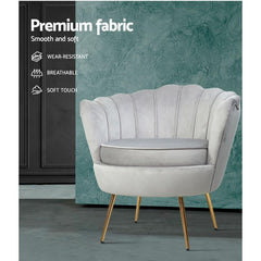 Armchair Lounge Chair Accent Armchairs Retro Single Sofa Velvet Grey - ozily