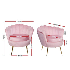 Armchair Lounge Chair Accent Armchairs Retro Single Sofa Velvet Pink - ozily