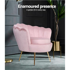 Armchair Lounge Chair Accent Armchairs Retro Single Sofa Velvet Pink - ozily