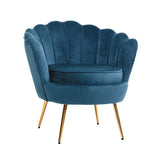 Armchair Lounge Chair Accent Retro Armchairs Lounge Shell Velvet Navy