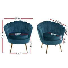 Armchair Lounge Chair Accent Retro Armchairs Lounge Shell Velvet Navy Furniture UPHO-5002-VEL-NA Online Furniture