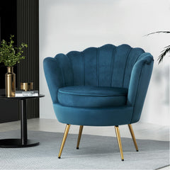 Armchair Lounge Chair Accent Retro Armchairs Lounge Shell Velvet Navy Furniture UPHO-5002-VEL-NA Online Furniture