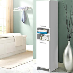 Artiss 185cm Bathroom Tallboy Toilet Storage Cabinet Laundry Cupboard Adjustable Shelf White - ozily