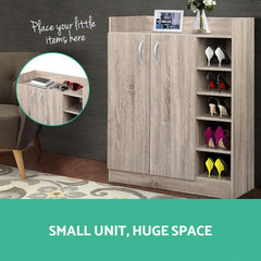 Artiss 2 Doors Shoe Cabinet Storage Cupboard - Wood Home & Garden > Storage FURNI-SHOE-21-WD-AB Online Furniture