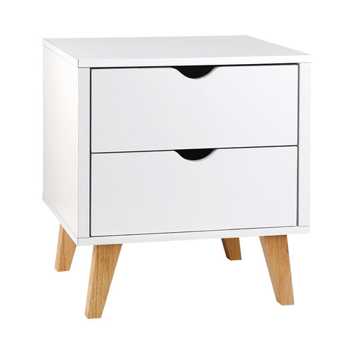 Artiss 2 Drawer Wooden Bedside Tables - White Furniture > Bedroom FURNI-G-SCAN-BS-WH-NT Online Furniture