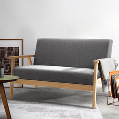 Artiss 2 Seater Fabric Sofa Chair - Grey - ozily