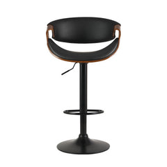 Artiss 2X Bar Stools Swivel Chair Kitchen Gas Lift Wooden Bar Stool Leather Furniture > Bar Stools & Chairs BA-TW-8078-BKX2 Online Furniture